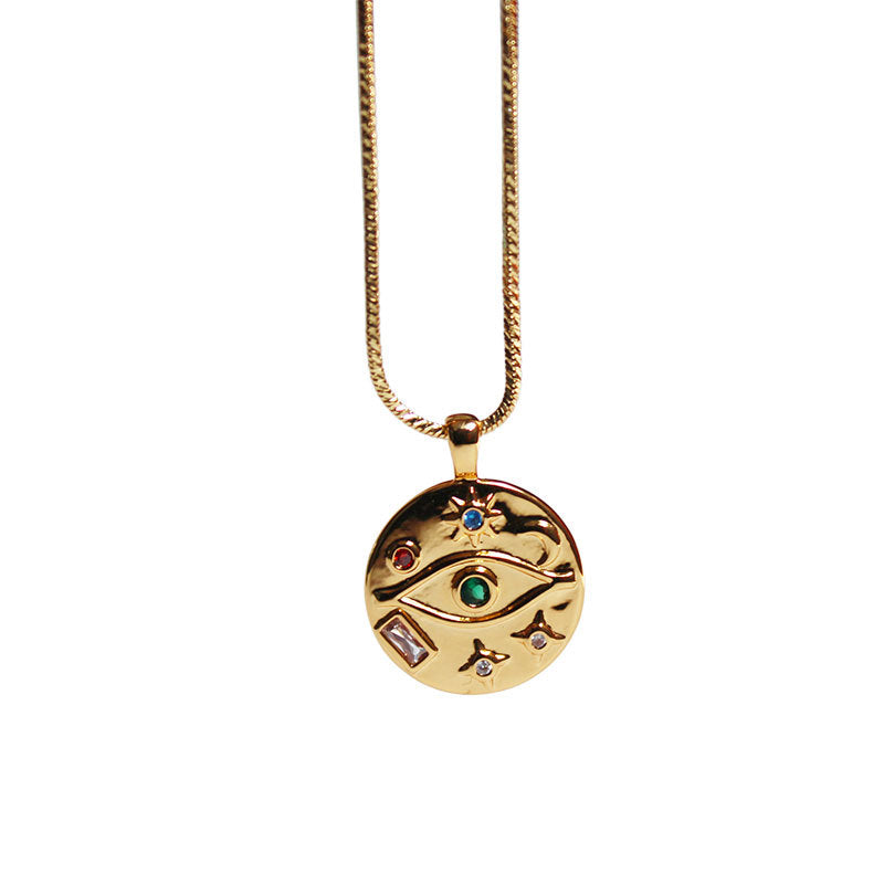 Venta al por mayor Collar de clavícula de circón micropaveado con ojo de cobre
